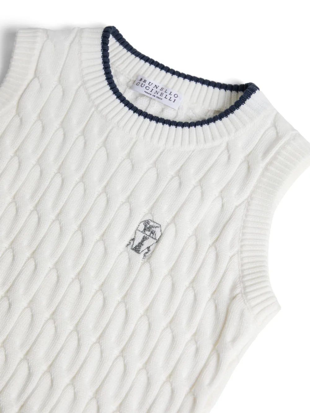 Brunello Cucinelli Kids Grofgebreide spencer Wit
