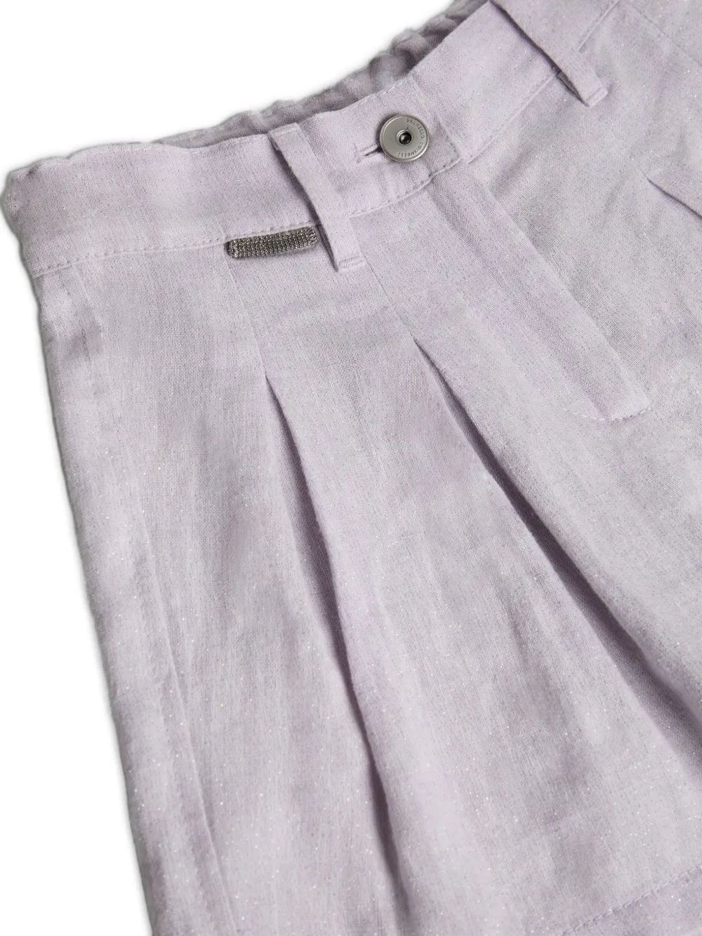 Brunello Cucinelli Kids Canvas shorts met glitters Paars