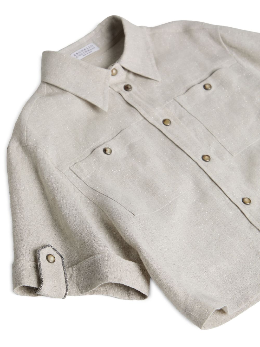 Brunello Cucinelli Kids Canvas shirt met glitters Beige