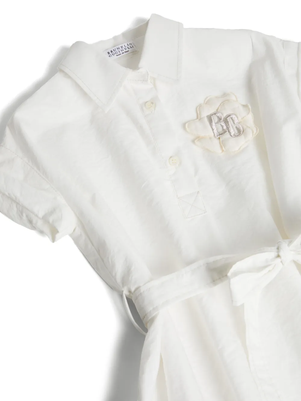 Brunello Cucinelli Kids Popeline chemisier jurk Wit