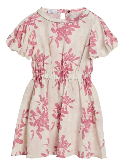 Brunello Cucinelli Kids floral-print linen dress