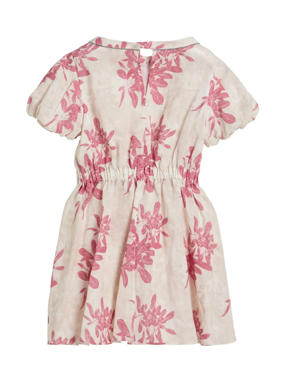 Brunello Cucinelli Kids Linnen jurk met bloemenprint Beige