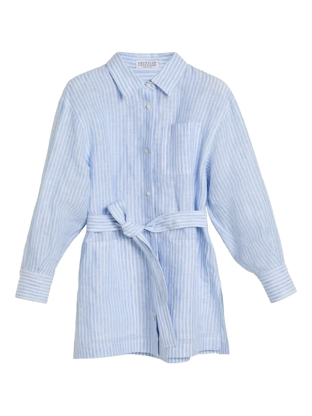 Brunello Cucinelli Kids camisa larga con cinturón | azul | Image 1