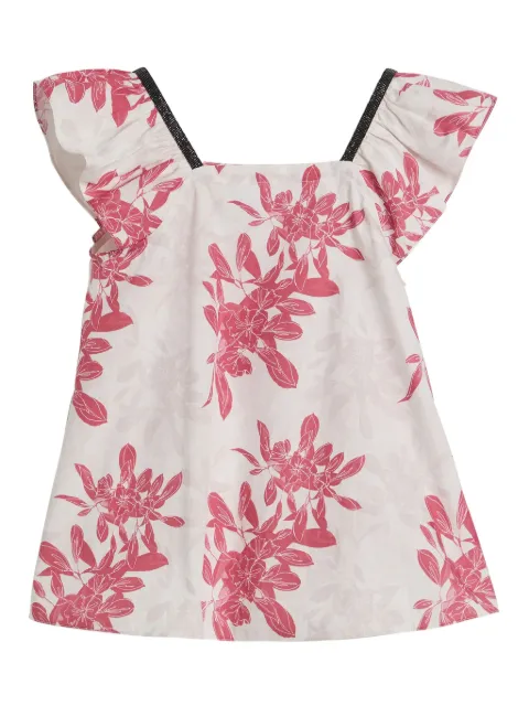 Brunello Cucinelli Kids top de popelina con estampado floral