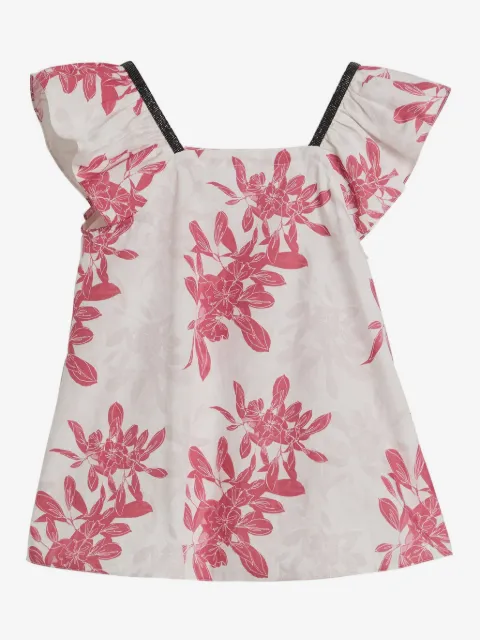 Brunello Cucinelli Kids top de popelina con estampado floral