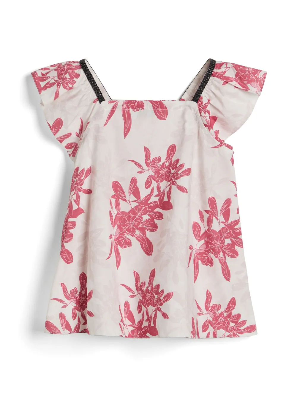 Brunello Cucinelli Kids floral-print poplin top - Roze