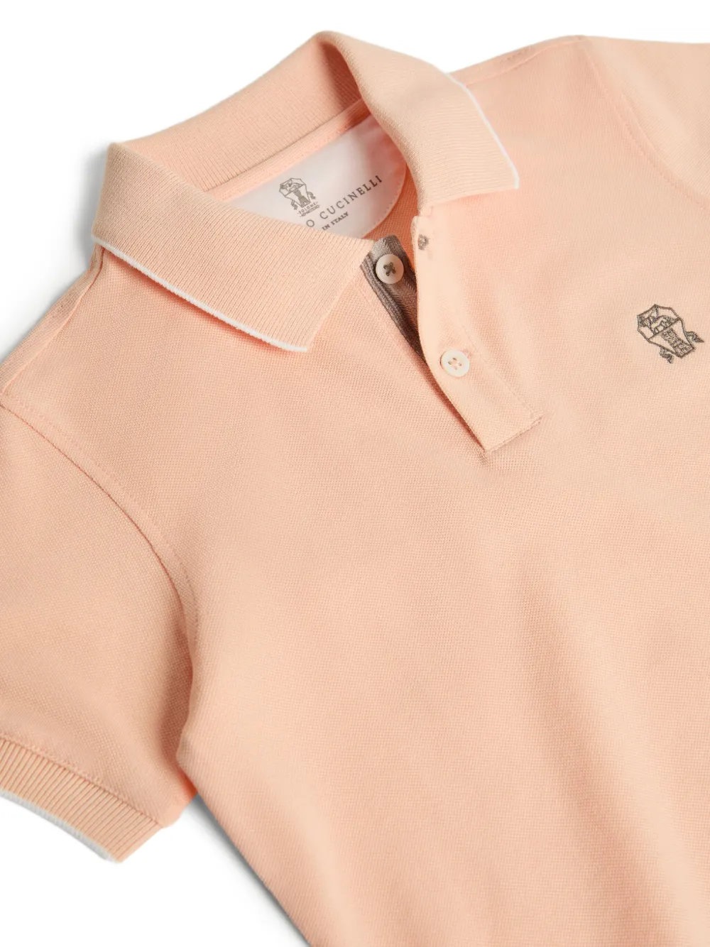 Brunello Cucinelli Kids Poloshirt met geborduurd logo Oranje