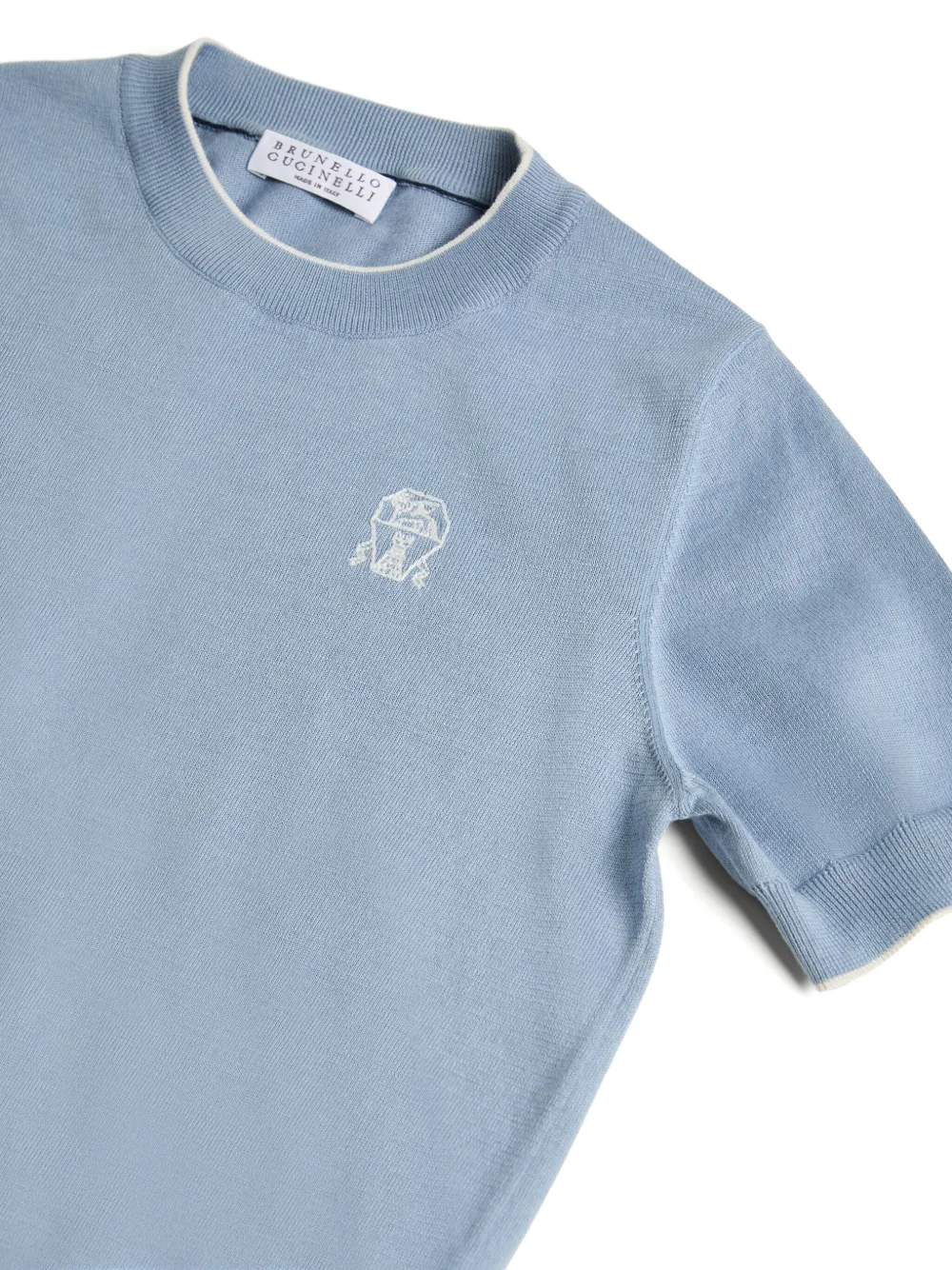 Brunello Cucinelli Kids Gebreid T-shirt Blauw