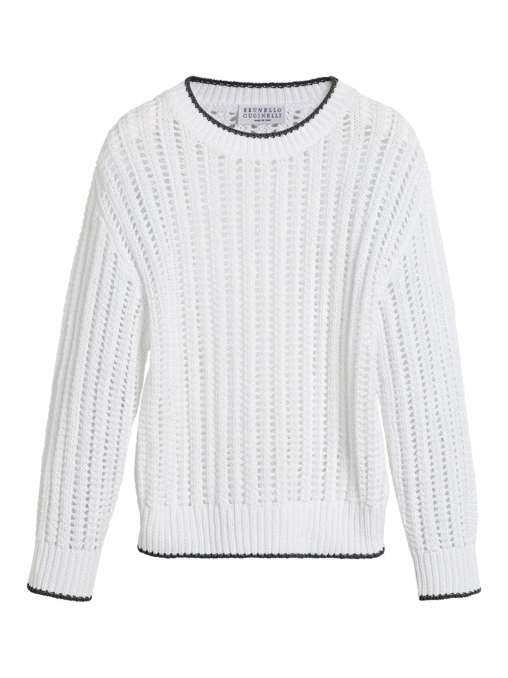 Brunello Cucinelli Kids ribbed openwork sweater - White