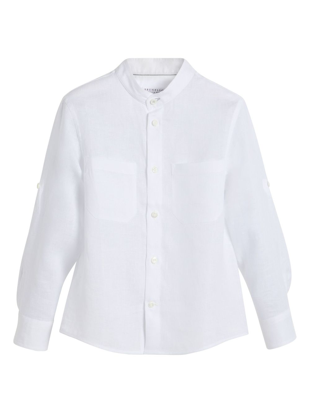 Brunello Cucinelli Kids mandarin-collar shirt - White