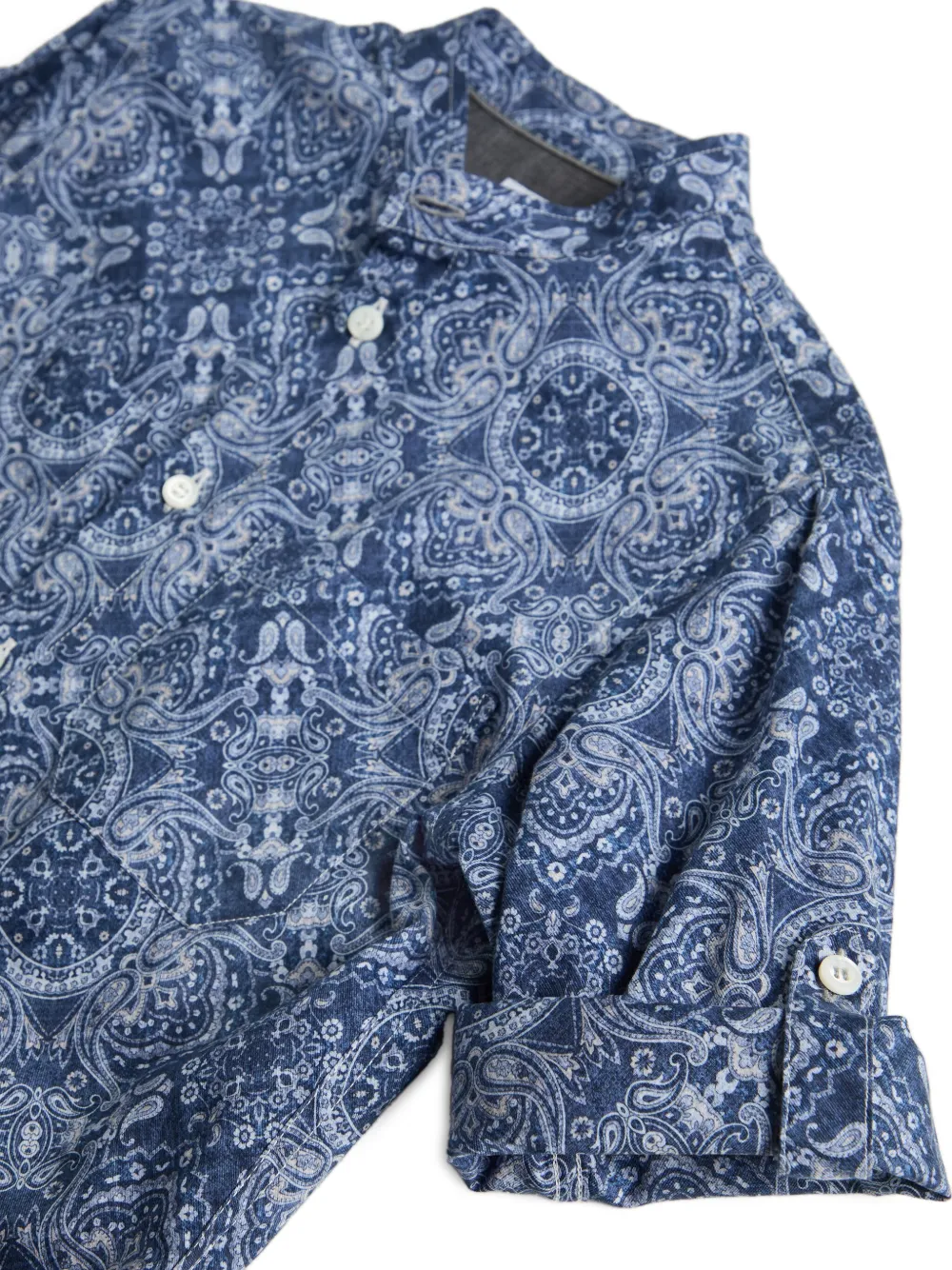 Brunello Cucinelli Kids Shirt met ronde opstaande kraag Blauw