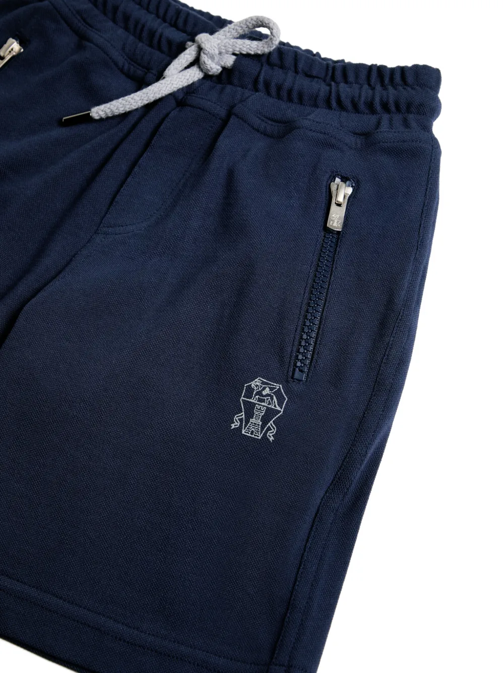 Brunello Cucinelli Kids Katoenen piqué bermuda shorts Blauw