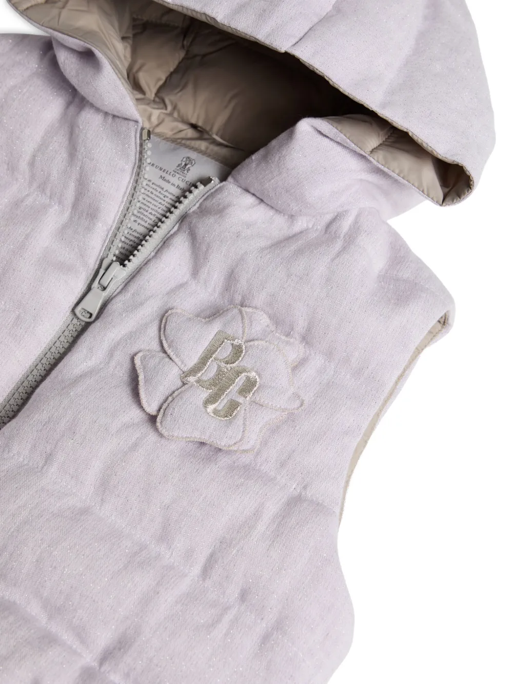 Brunello Cucinelli Kids Gilet met bloemapplicatie Paars