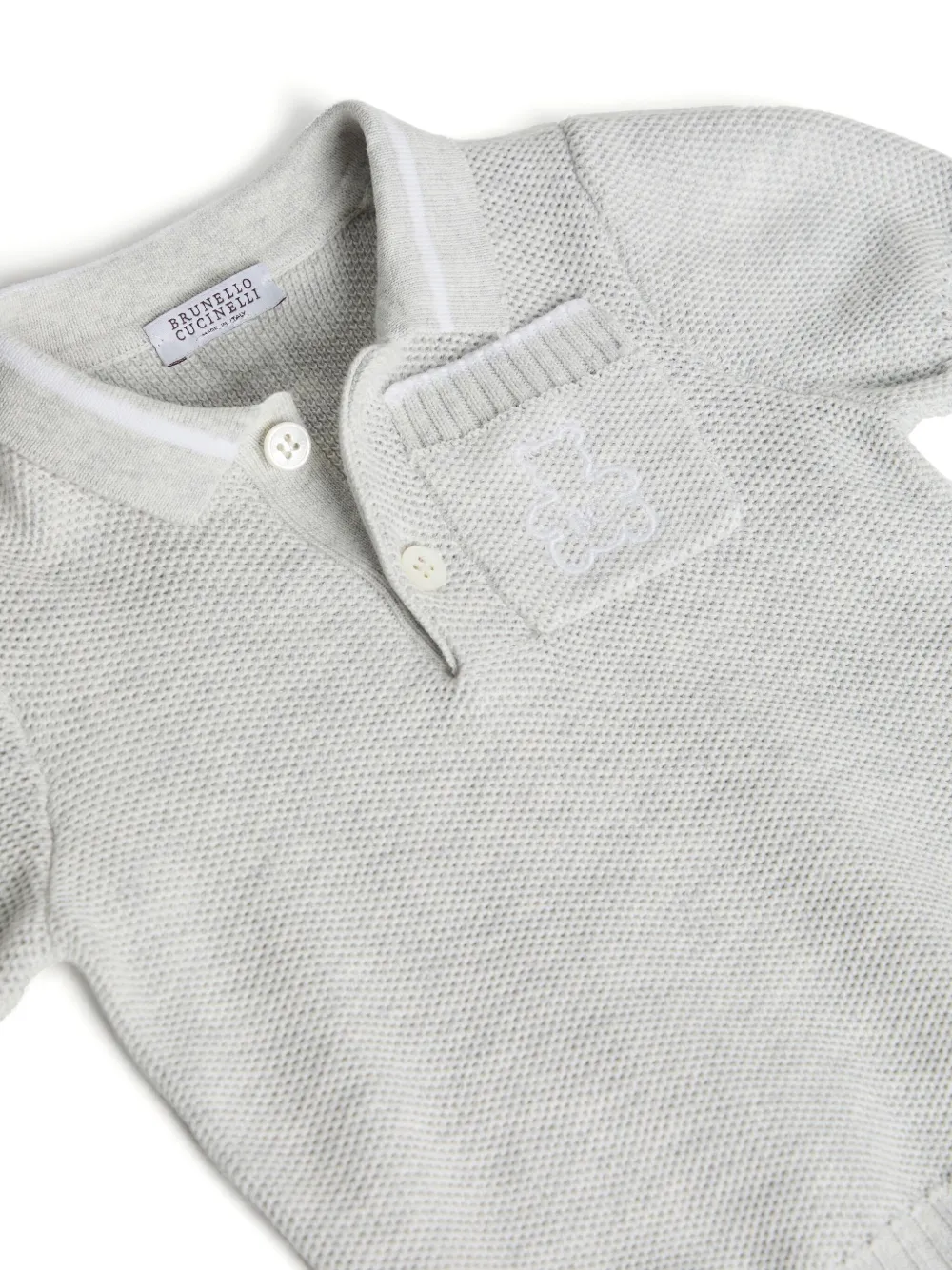 Brunello Cucinelli Kids Poloshirt met geborduurd logo Grijs