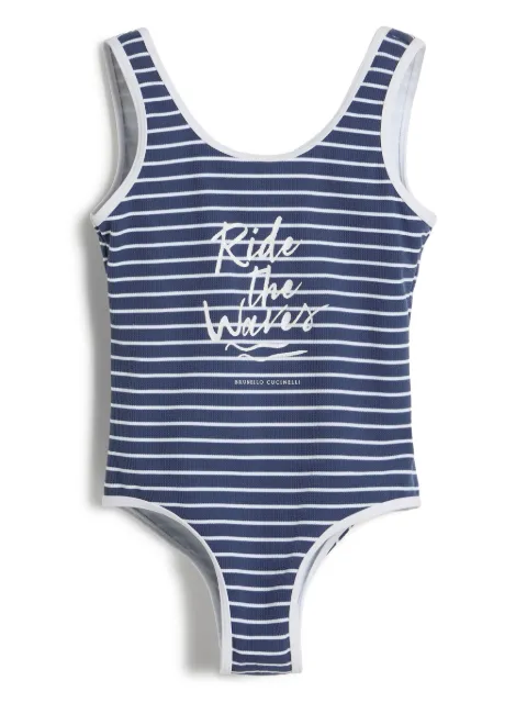 Brunello Cucinelli Kids traje de baño con rayas estampadas