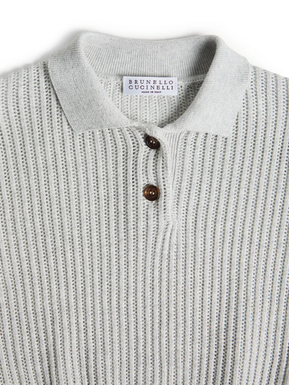 Brunello Cucinelli Kids Gebreid poloshirt met glitter Grijs
