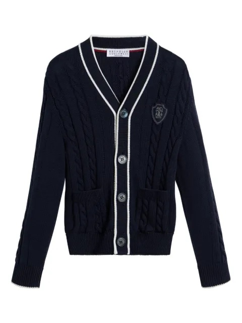 Brunello Cucinelli Kids logo-appliqué cotton cardigan
