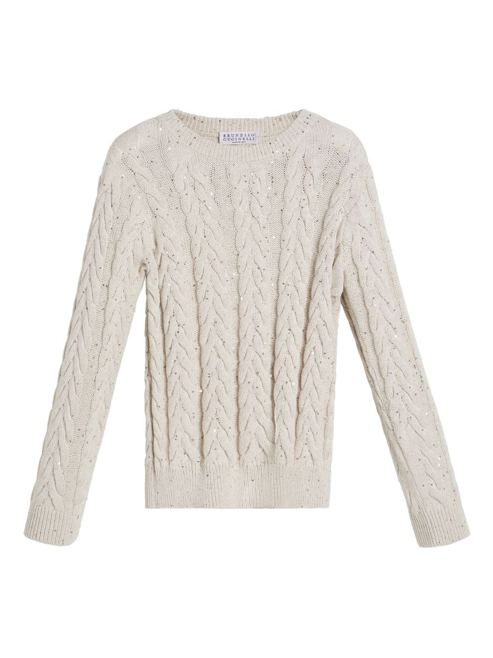 Brunello Cucinelli Kids dazzling double-cable sweater - Neutrals