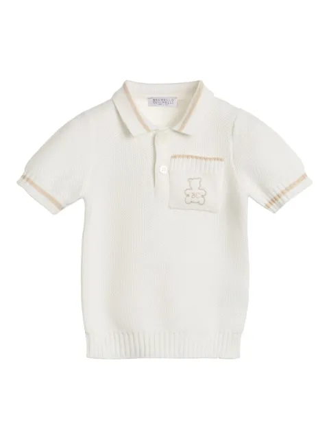 Brunello Cucinelli Kids playera tipo polo con logo bordado