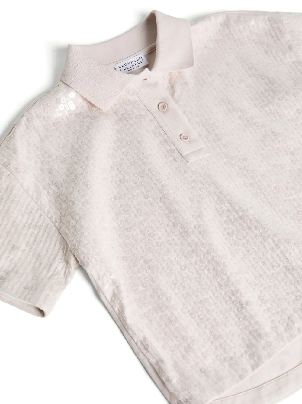 Brunello Cucinelli Kids Poloshirt met pailletten Roze