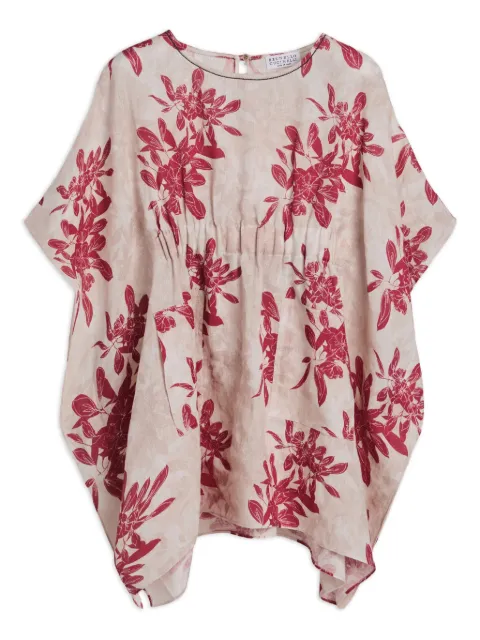 Brunello Cucinelli Kids poncho con motivo floral