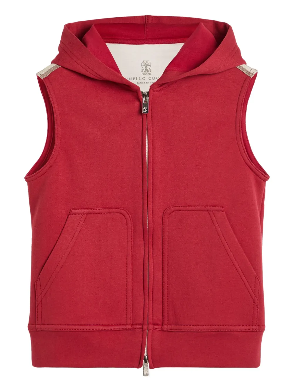 Brunello Cucinelli Kids Top met capuchon en rits Rood