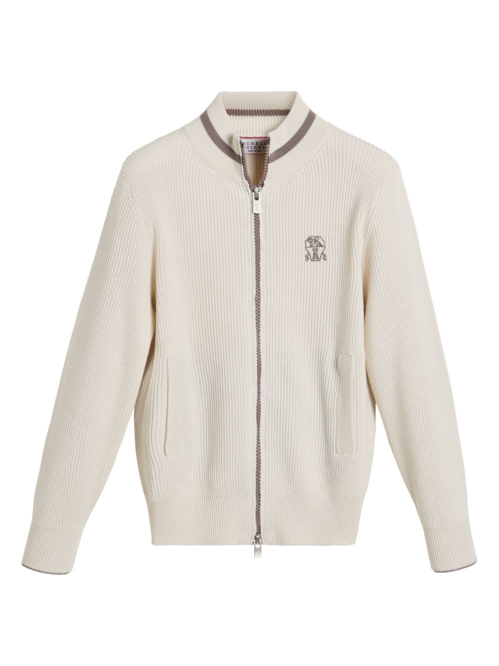 Brunello Cucinelli Kids ribbed-knit cardigan - White