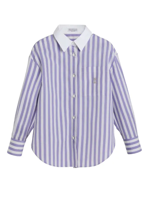 Brunello Cucinelli Kids camisa de popelina con rayas estampadas