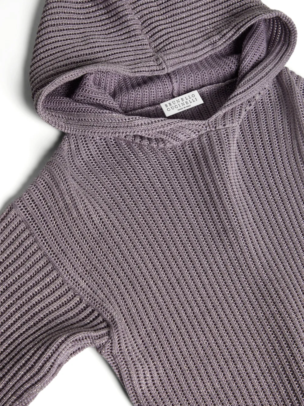 Brunello Cucinelli Kids Gebreide hoodie Paars