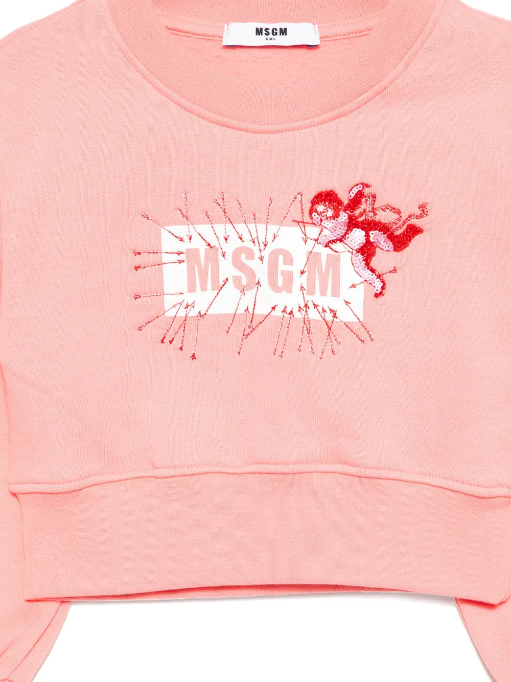 MSGM Kids Sweater met geborduurd logo Roze