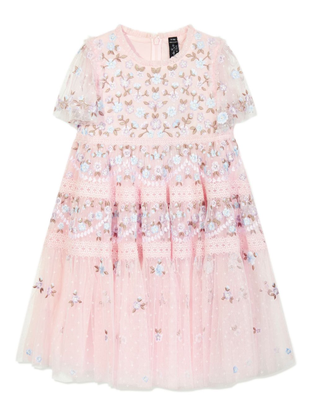 NEEDLE & THREAD KIDS floral-embroidered dress - Pink