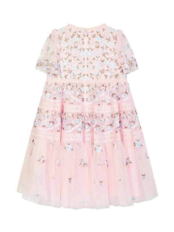 marchesa notte blue embroidered dress Next Denim Floral Embroidered Dress 5-6 Years – Second Snuggle Preloved main image 1