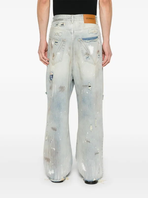 【関税込み】VETEMENTS ブルー Trashed Big Shape ジーンズ VETEMENTS Blue Trashed Big Shape Jeans Vetements