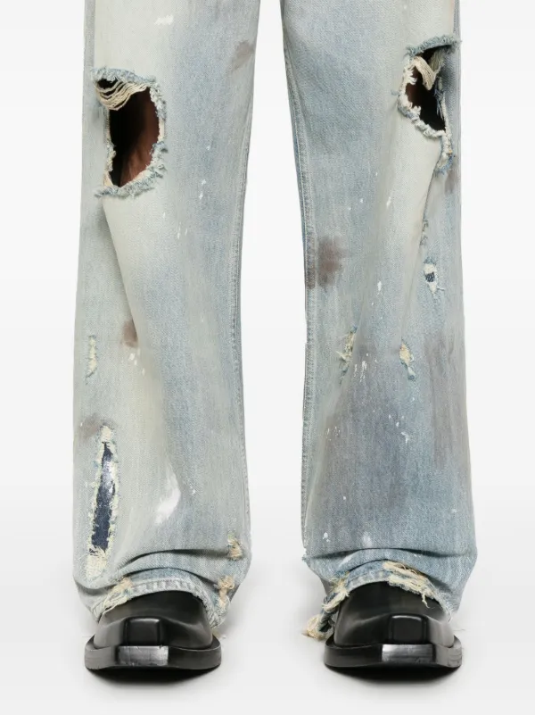 【関税込み】VETEMENTS ブルー Trashed Big Shape ジーンズ VETEMENTS Blue Trashed Big Shape Jeans Vetements