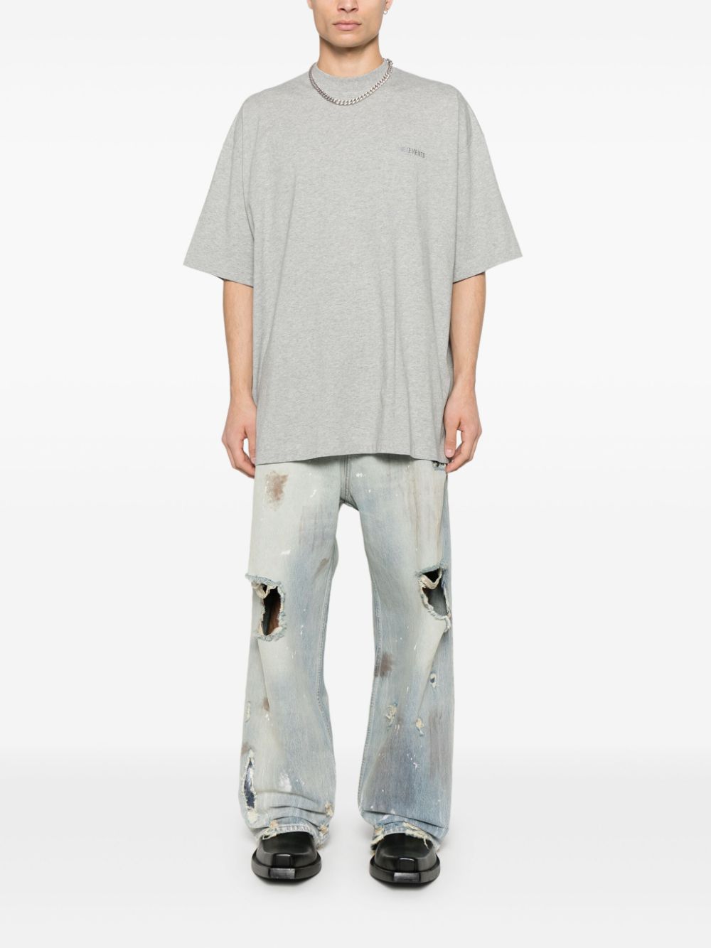 VETEMENTS T-shirt met geborduurd logo - Grijs