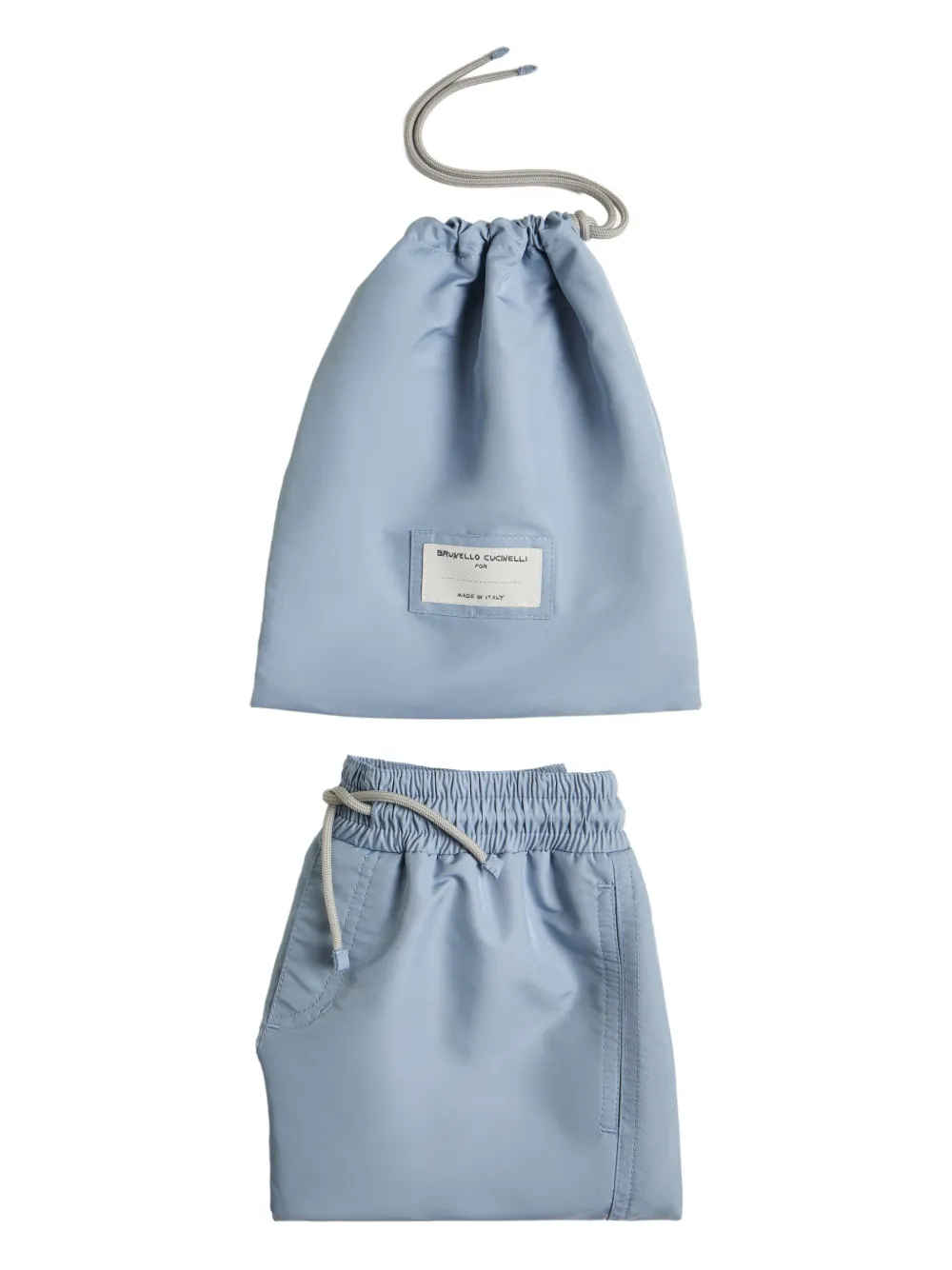 Brunello Cucinelli Kids Zwembroek met trekkoord Blauw