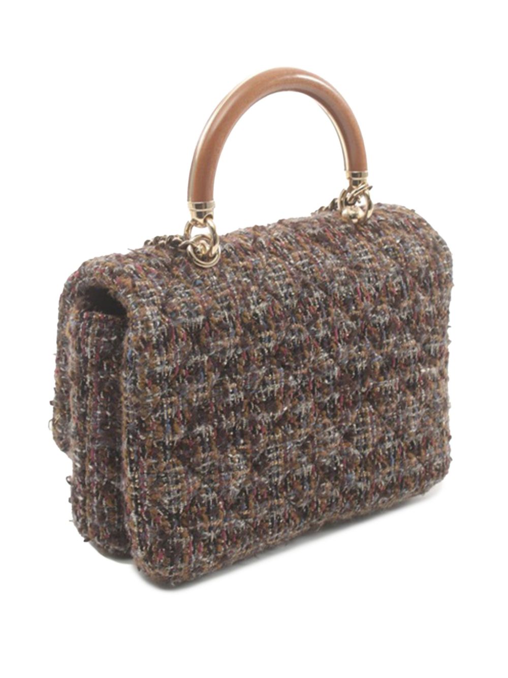 CHANEL Pre-Owned 2018-2019 Tweed Knock on Wood boekentas - Bruin