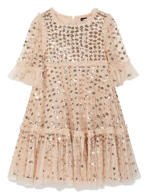 needle and thread gold dress Scatter Dot Cape Sleeve Ankle Gown Gold