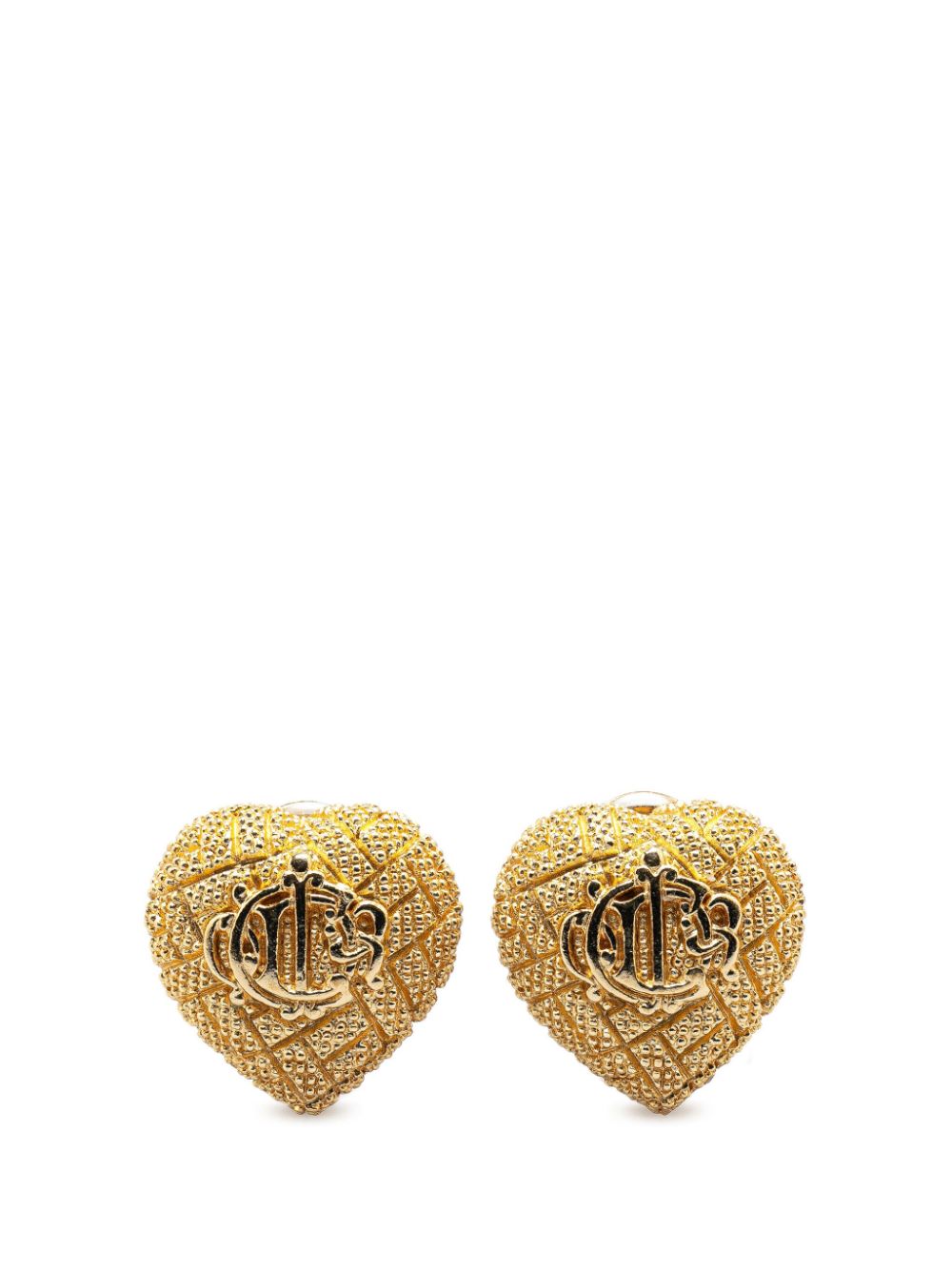 20th Century Gold Plated Heart Logo Clip on costume earrings