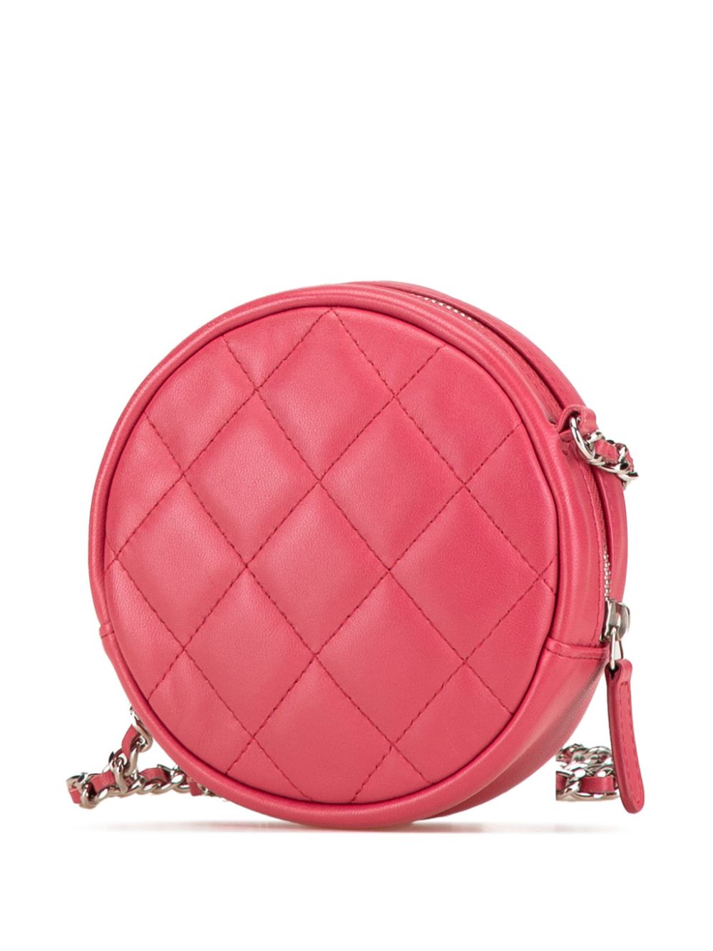 CHANEL Pre-Owned 2019 Clutch on Chain gewatteerde lamsleren ronde crossbodytas - Roze