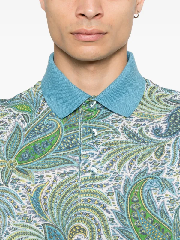ETRO ペイズリー柄 ポロシャツ ブルー系 ETRO ペイズリー ポロシャツ | ブルー | FARFETCH JP