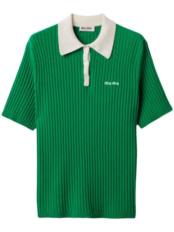 美品 MIUMIU SS25 Layered Effect Polo Shirt Miu Miu layered-effect polo shirt | Eraldo.com US