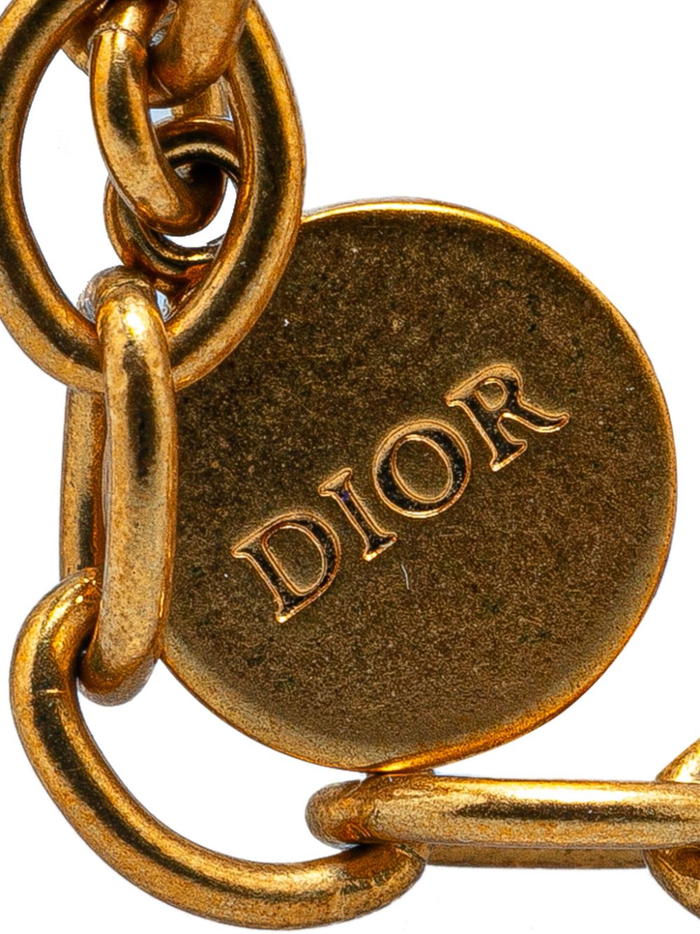 Christian Dior Pre-Owned 2000s vergulde dubbele halsketting met imitatieparel en CD-logo - Goud