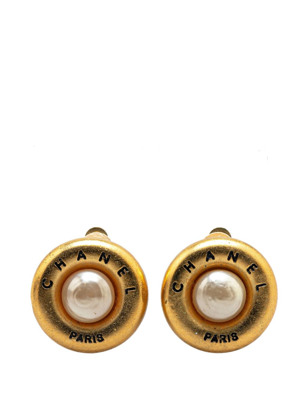 1994 Gold Plated Faux Pearl Clip on costume earrings