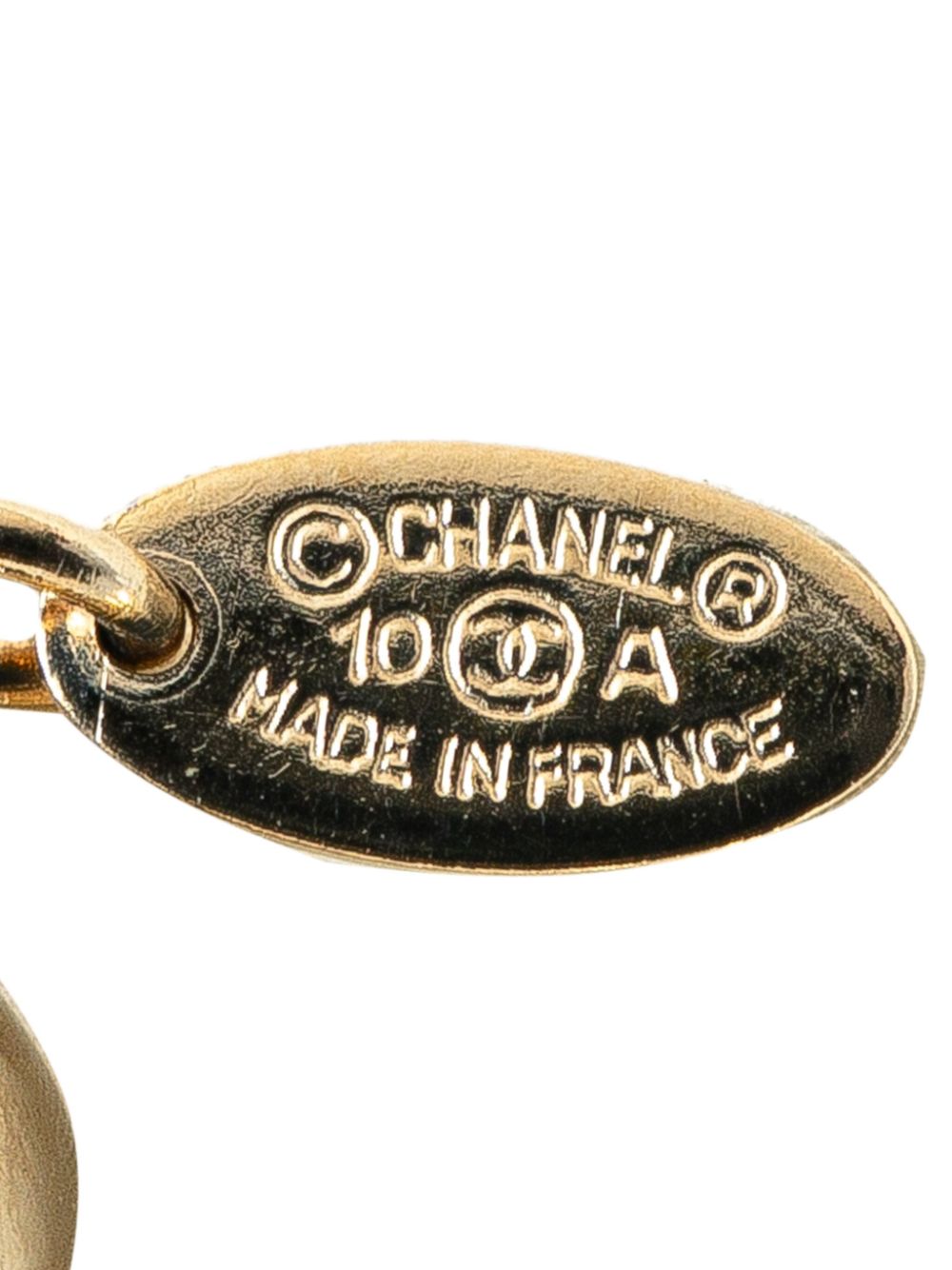 CHANEL Pre-Owned 2010 vergulde halsketting met CC-hanger met stras en imitatieparel - Goud