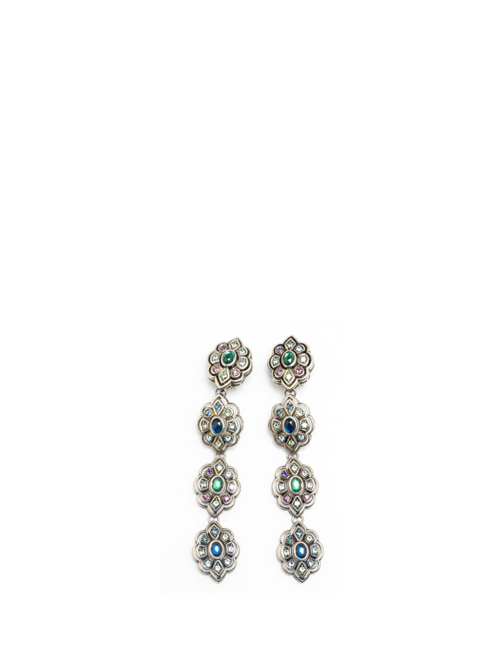 1990 Crystal and Palladium Plated Drop Clip-On costume earrings