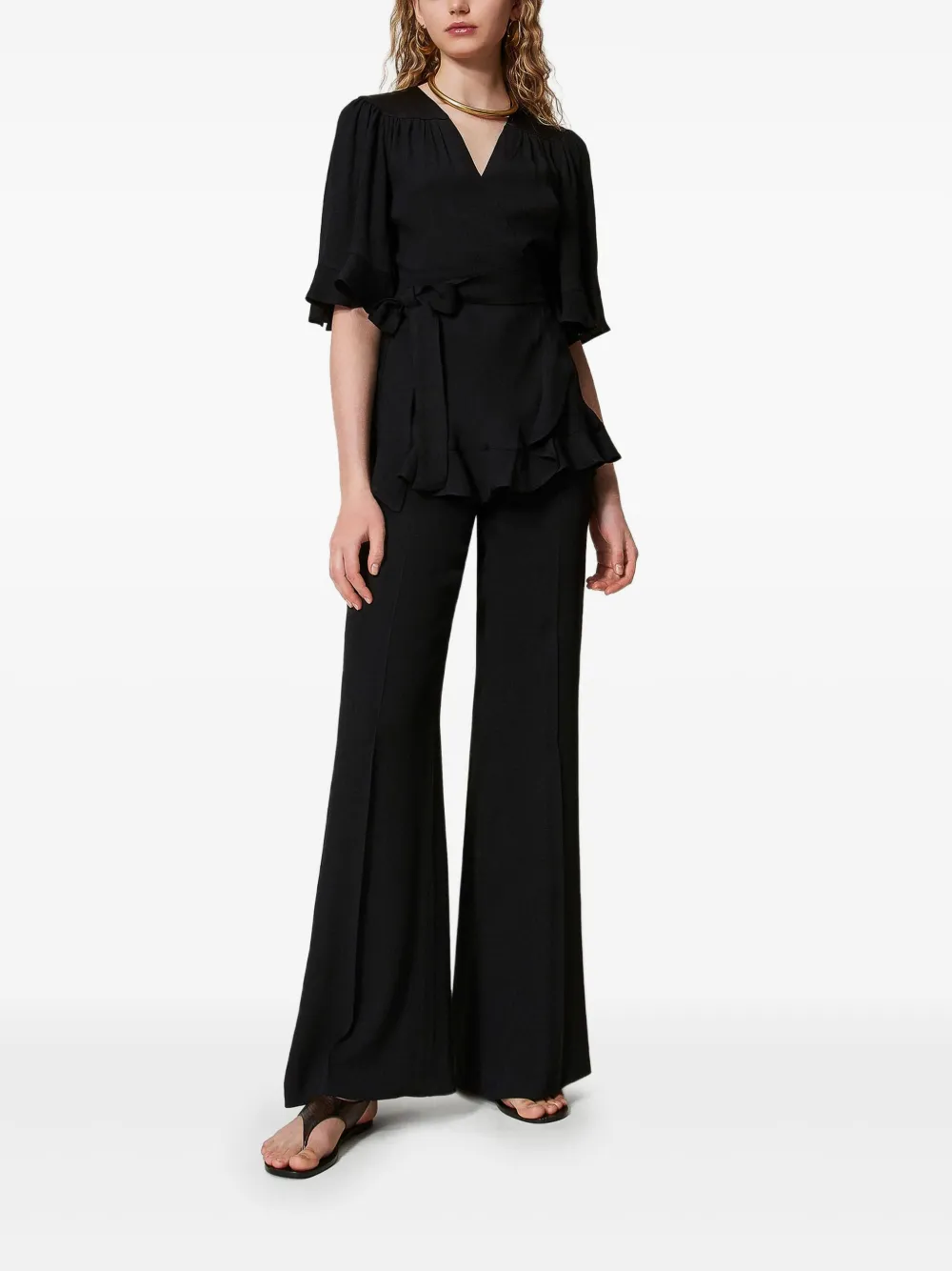 TWINSET Flared broek Zwart