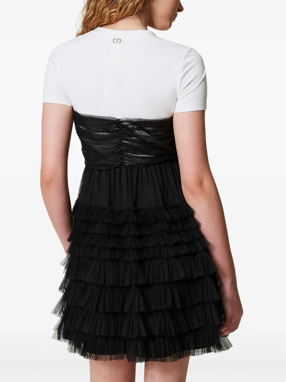 TWINSET Tulen mini-jurk met T-shirtdetail Zwart