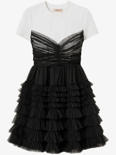 TWINSET T-shirt-detail tulle mini dress