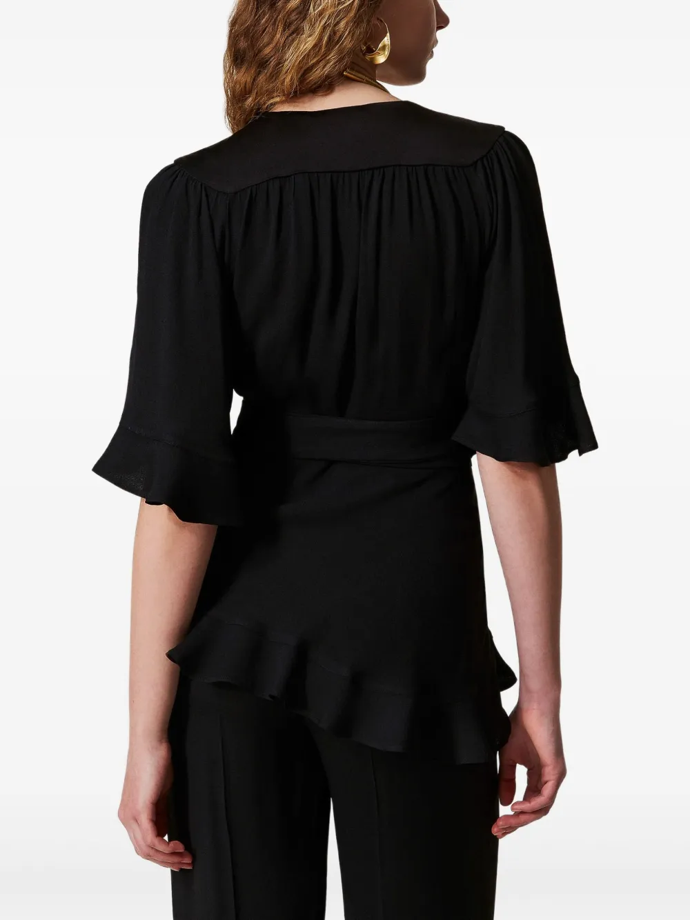 TWINSET Wikkeltop met ruches Zwart